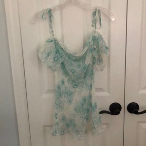 lux off-shoulder sheer shirt